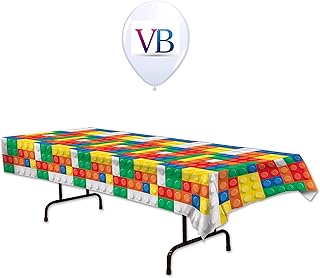 ValueBalloon Building Blocks Plastic Table Cover 54â€ X 108â€ Birthday Party Decorations Supplies