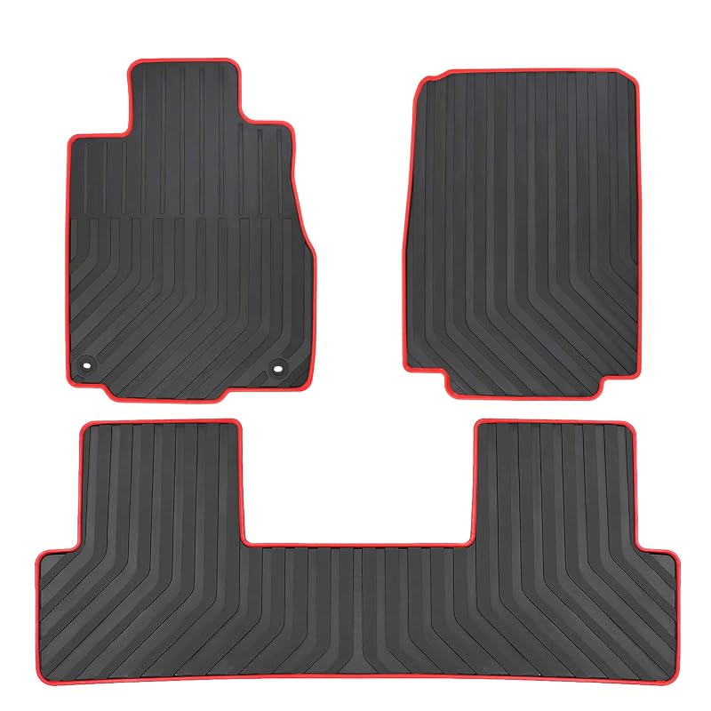 Tapete Automotivo de Borracha Preto e Vermelho para Honda CR-V 2012 a 2016 SAN AUTO, 1 unidade
