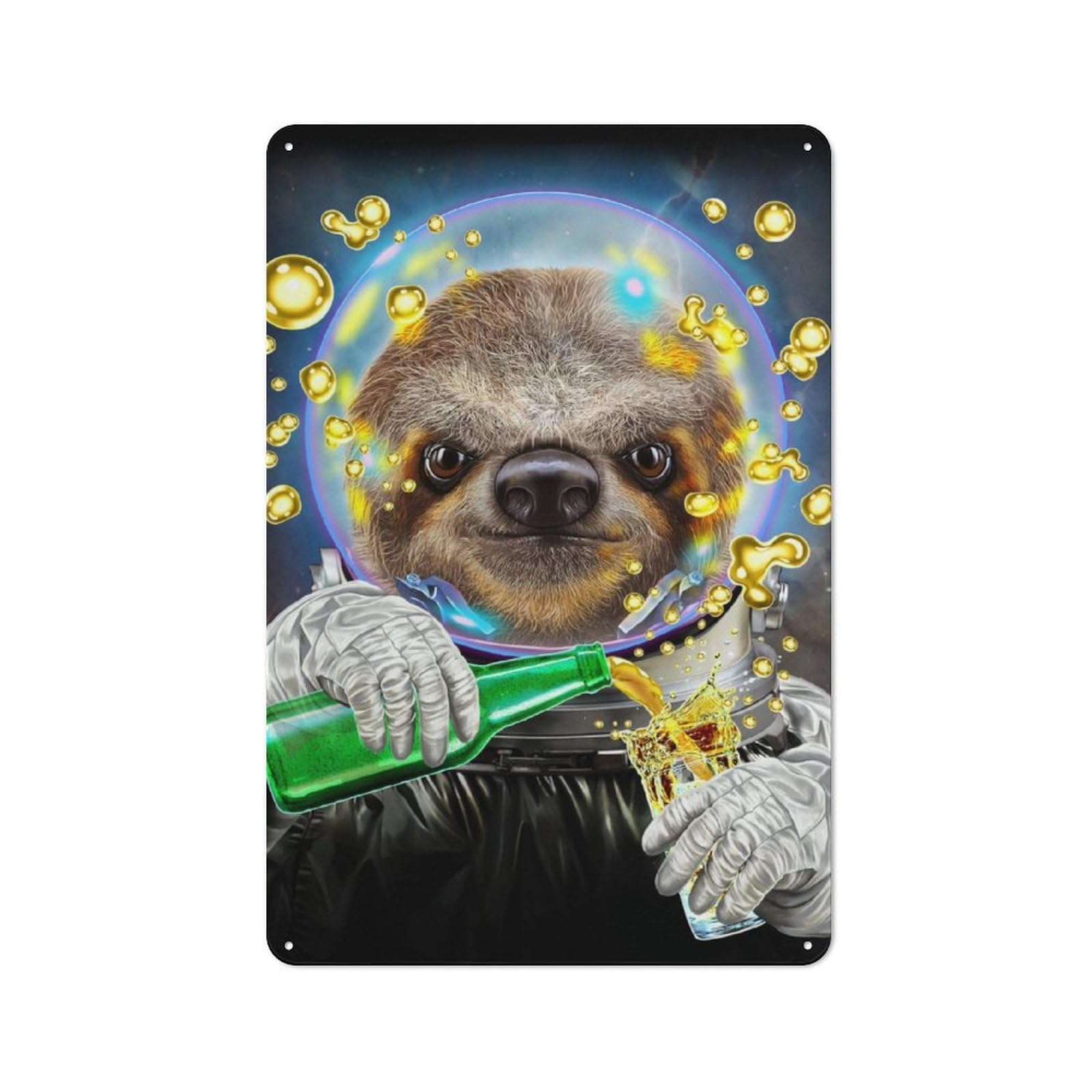 Retro Tin Sign 30x20cm Featuring Astronaut Sloth for Bar Or Restaurant, for Metal Sign Collectors, for Garage And Workshop Walls