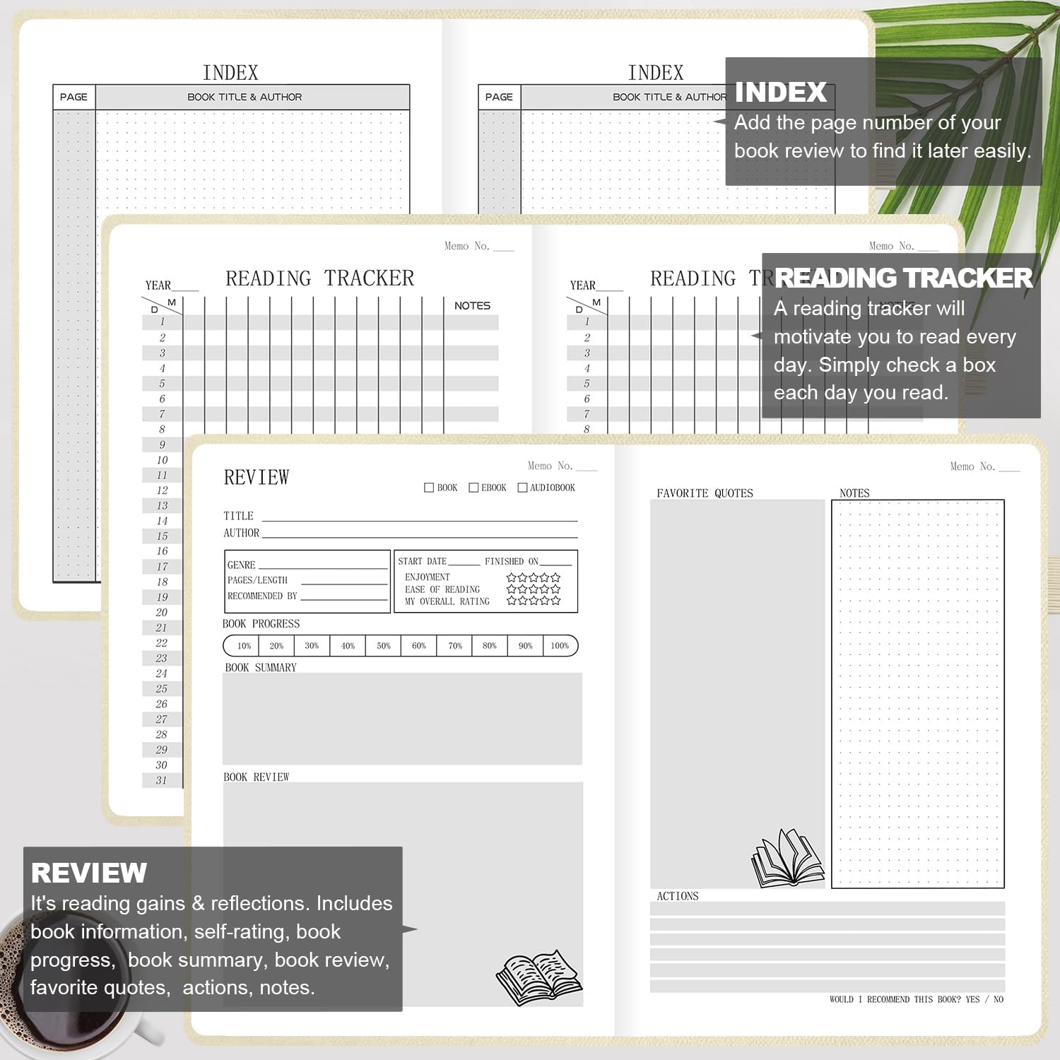 Reading Journal, Book Journal Reading Log - Track and Review Your Reading, Gift Book Accessories for Book Lovers & Readers, 71 Books, A5 Size, Red - Image 3