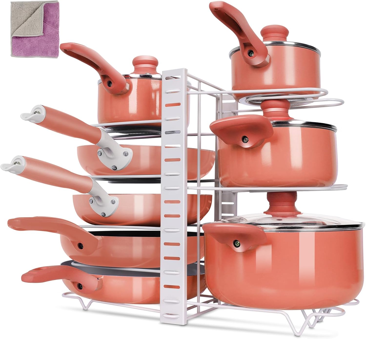 MASTERTOP Pot and Pan Rack, Adjustable Pan Organiser with 8 Dividers ...