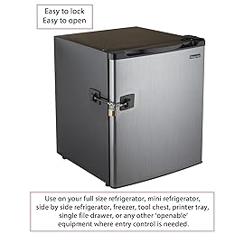 Refrigerator Door Lock with Padlock, Black