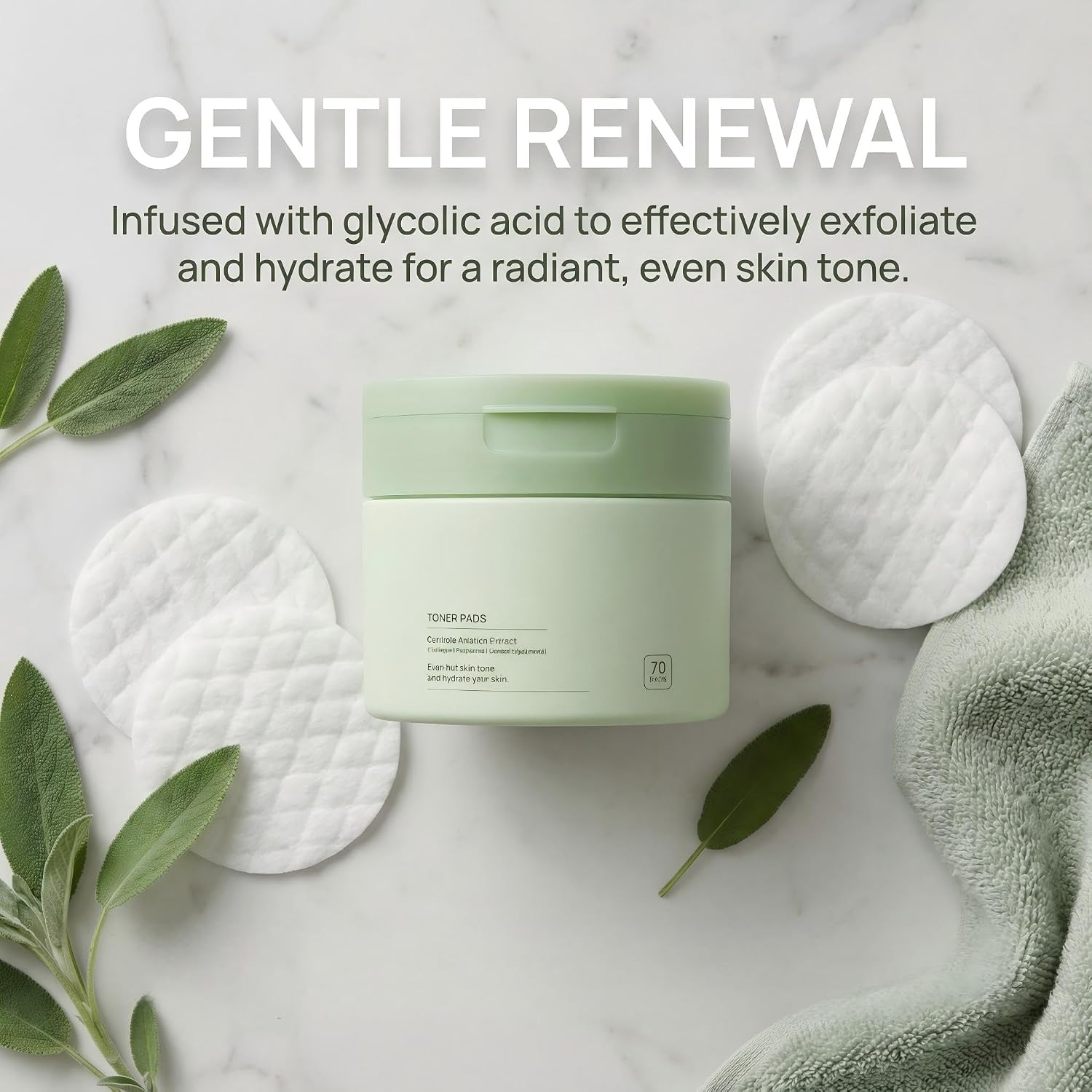 Snail Mucin Toner Pads, Korean Skin Care Hydrating & Exfoliating Facial Pads with Niacinamide, Alpha Arbutin & Centella, Toner Pads for Dull Skin & Uneven Tone – 70 Count