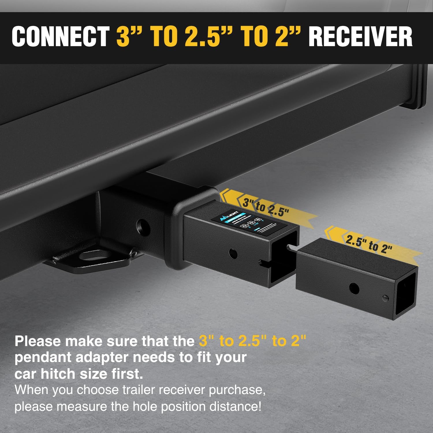 Nilight Trailer Hitch Receiver Adapter Reducer Extender Converter Sleeve Set 3 to 2-1/2 or 2-Inch and 2-1/2" to 2" Receiver Hitches Towing Accessories for RV Truck Bike Rack and Cargo Carriers