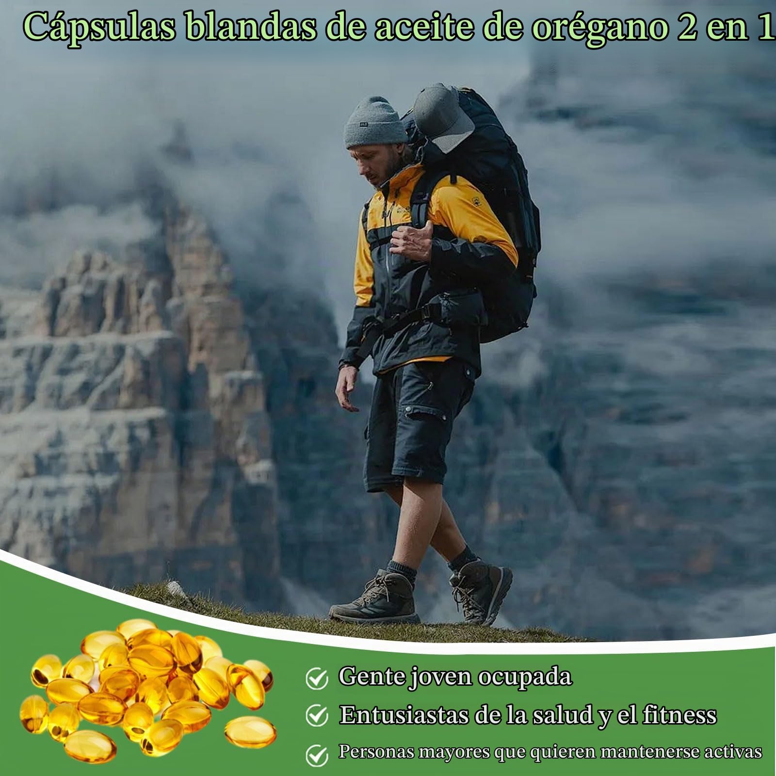 Aceite de orégano Resilia con aceite de semilla negra, cápsulas de orégano orgánico 2 en 1 para el apoyo inmunitario y el bienestar general, sin OMG ni gluten, 300 cápsulas blandas