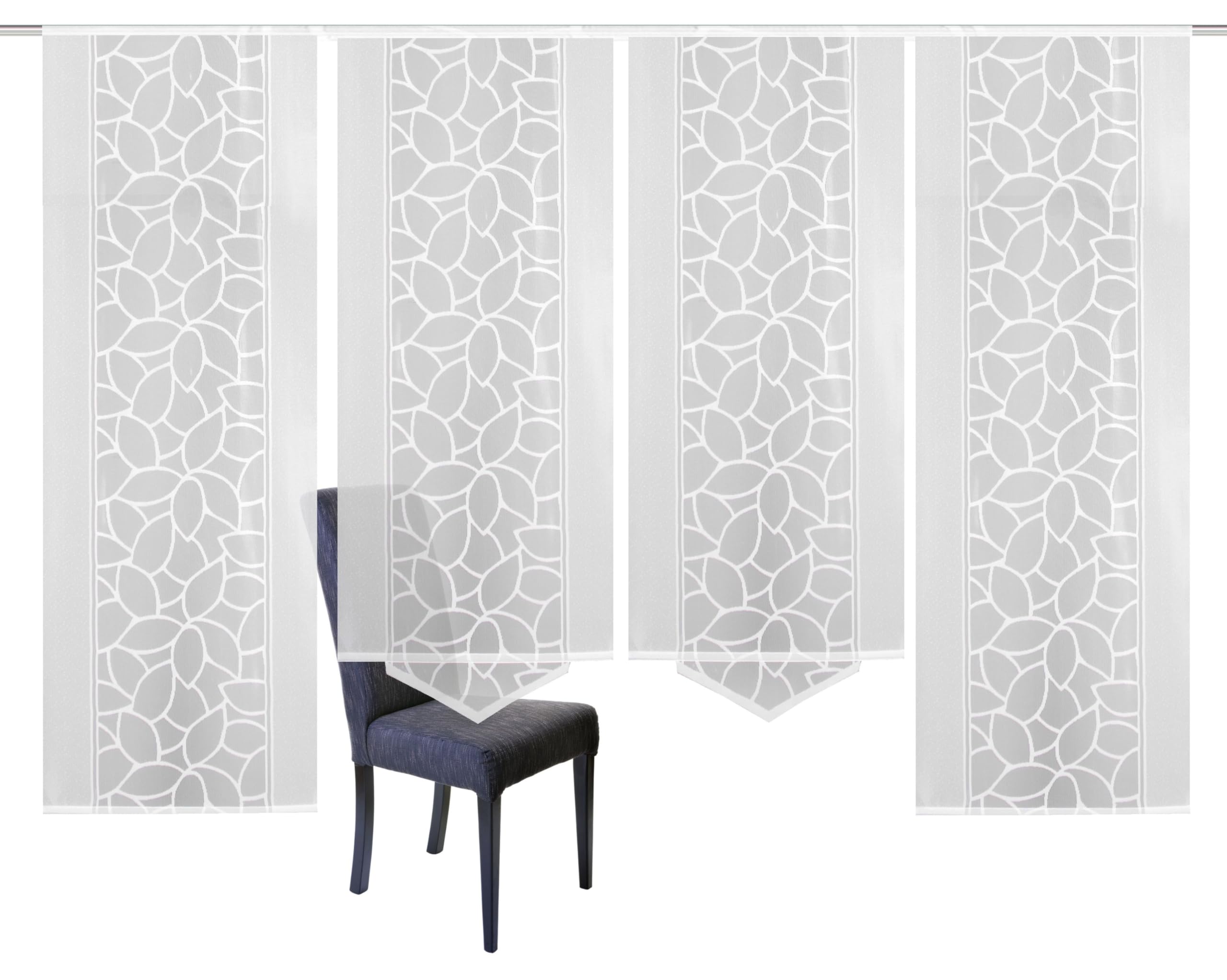 Home Fashion 94334 4er-Set SCHIEBEGARDINEN Jacquard, weiß, 2X 225x57 + 2X 160x57 cm