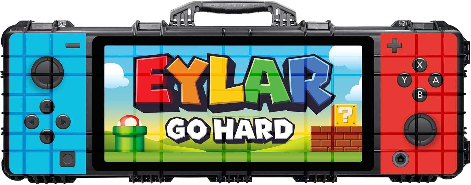 Eylar 44" Hard Roller Rifle Case w/Handheld Gaming Console UV Print and RAGAR 41.75" Foam Insert