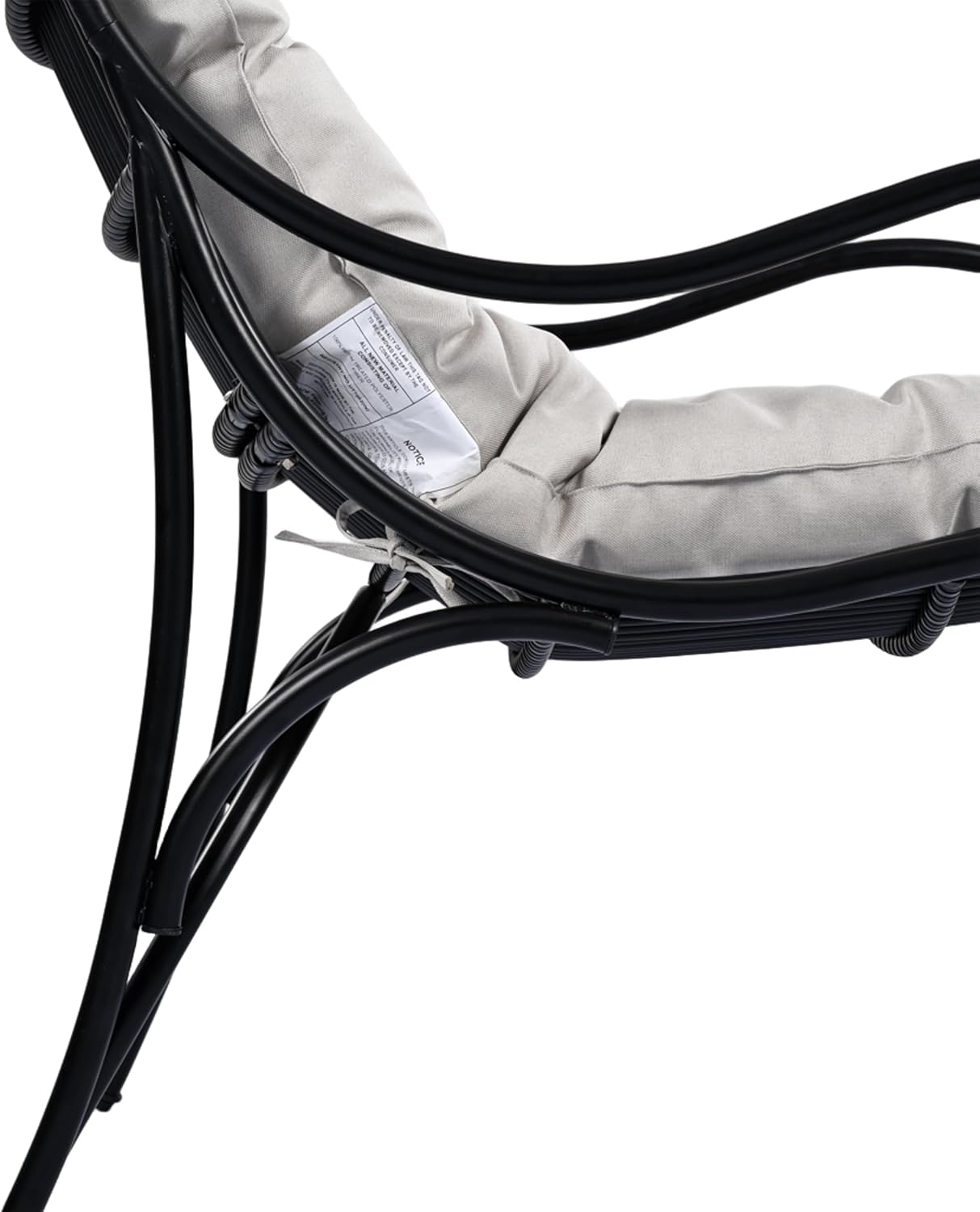 Christopher Knight Home Hanley Patio Wicker Lounge Chair with Ottoman Footrest+Coffee Table, 3-Piece Outdoor Furniture Set for Porch/Balcony/Deck/Backyard, Metal Frame and Soft Cushions, Beige+Black