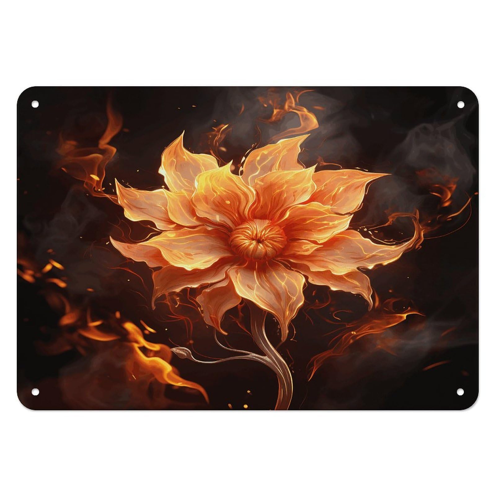 Fodpand Style Flame Flower Retro Vintage Metal Tin Sign,Wall Art Decor Garden Plaque Poster For Bedrooms Yard Bars Pubs Patios Porches 7.9X5.5 Inch