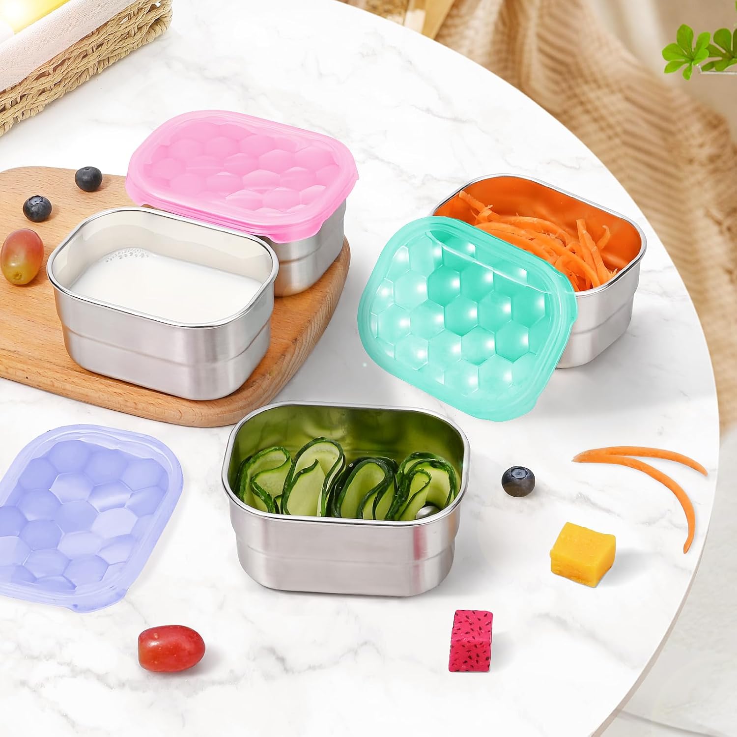 8oz Small (1 CUP) Stainless Steel Snack Containers for Kids and Toddlers (Ages 1-3) | Easy Open Leak Proof Food Containers with Silicone Lids - Perfect Metal Lunch Box for Daycare and School - Image 7