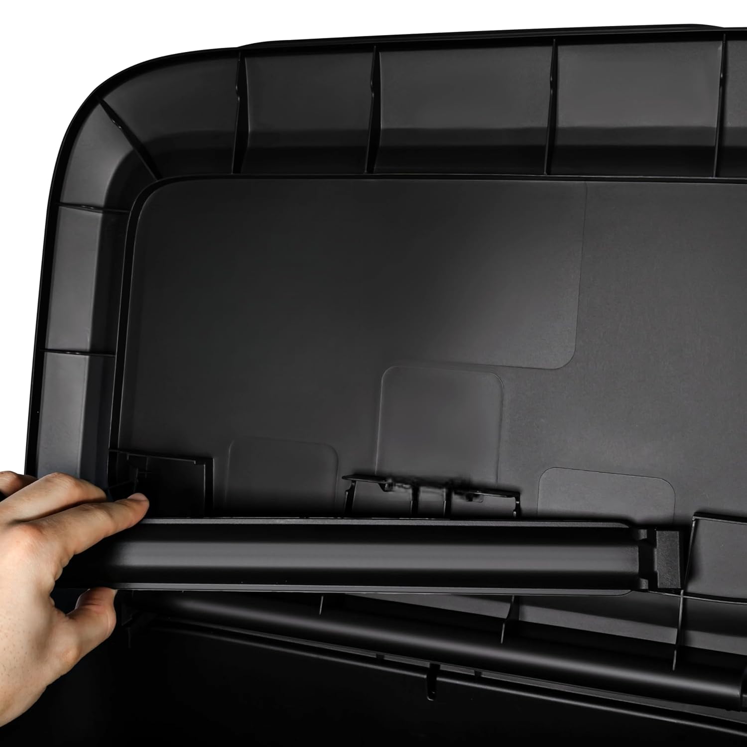 Kitchen Trash Can 20.4 Gallon Plastic Two Compartment Garbage Bin with Lift Top Lid Black