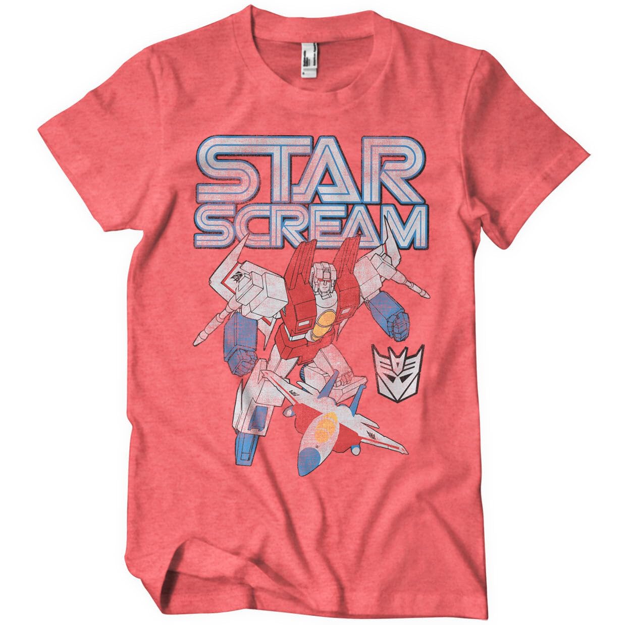 Transformers Men's Red-Heather Officially Licensed Starscream Washed T-Shirt (Red-Heather), Medium