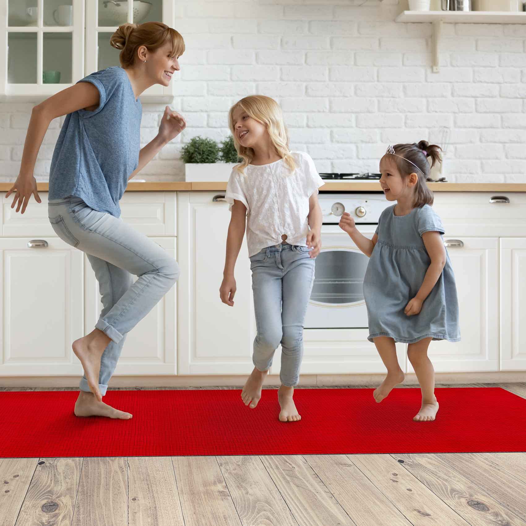 Tapis de couloir, de cuisine, antidérapant, en velours, rouge, 65 x 240 cm, moderne