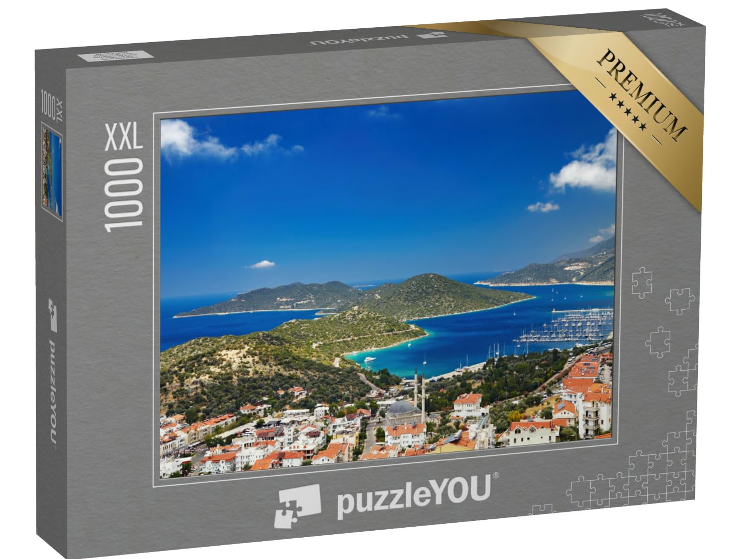 Puzzle 1000 Teile XXL „Stadt Kas, Mittelmeerküste, Türkei“