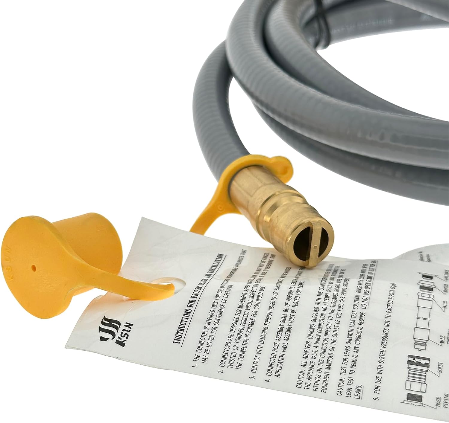 10 Feet 1/2" ID Natural Gas Hose with Quick Connect Fitting, Natural Gas Line for Grill, Pizza Oven, Heater and More Low Pressure Appliance - CSA Certified