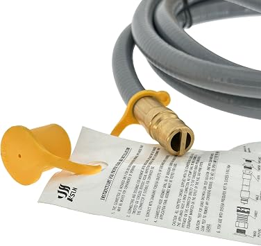 10 Feet 1/2 ID Natural Gas Hose with Quick Connect Fitting, Natural Gas Line for Grill, Pizza Oven, Heater and More Low Pressure Appliance - CSA Certified, Gray