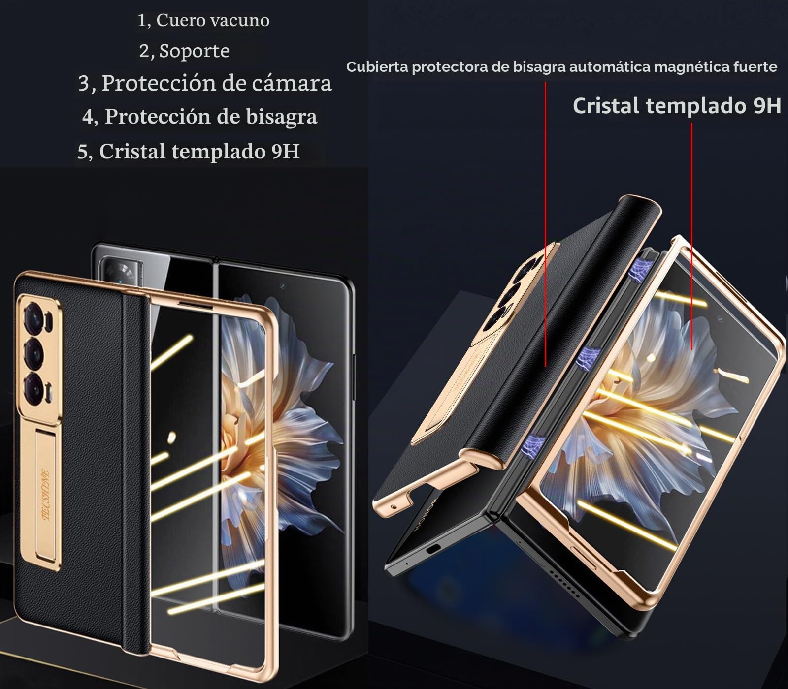 Funda para Honor Magic V2 para Honor Magic V 2 Carcasa de Telefono con Pantalla Plegable. Estuche de Teléfono Móvil de Cuero