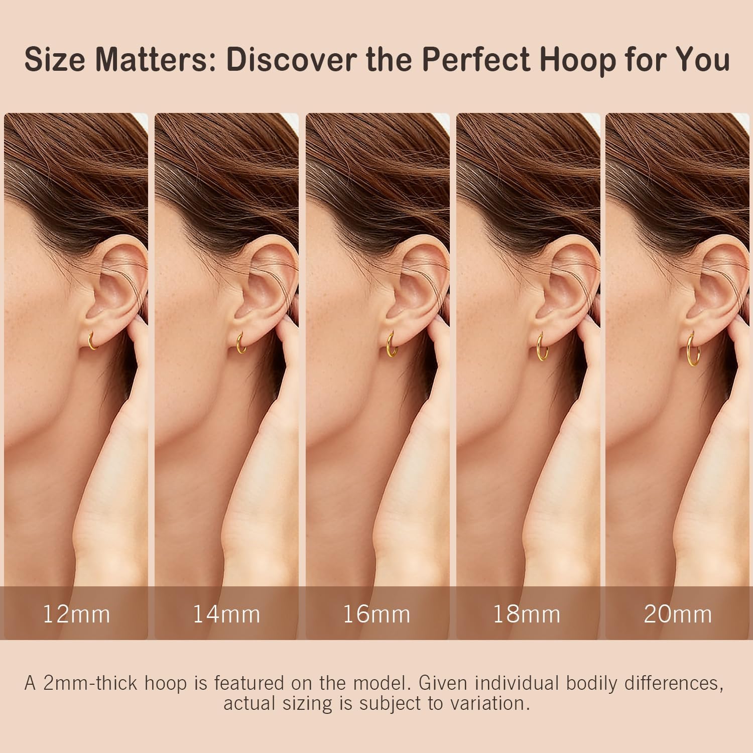 14K Gold Earrings for Women 14K Gold Hoop Earrings for Women Gold Hoops Earring for Womens Hoop Classic Simple Circular Silhouette Womens Hoop Earrings 12/14/16/18/20mm - Image 2