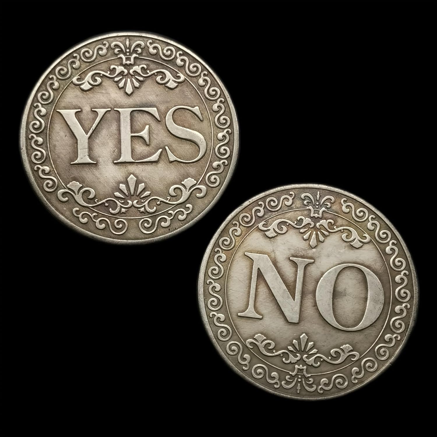YES NO Decision Coin Double-Sided Lucky Coin, Antique Silver Collectible Token, Funny Decision Maker Gift, Novelty Fortune Coin for Birthday Gift, Couples, Friends