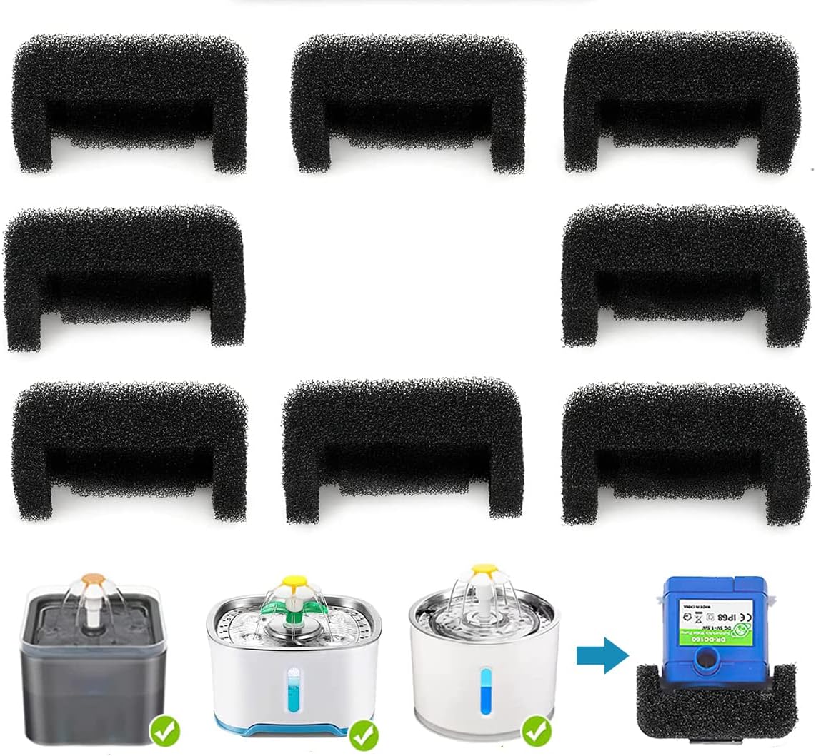 12-Pack Cat Water Fountain Sponge Filters - High Density Replacement For 95oz/2.8L Pet Fountains