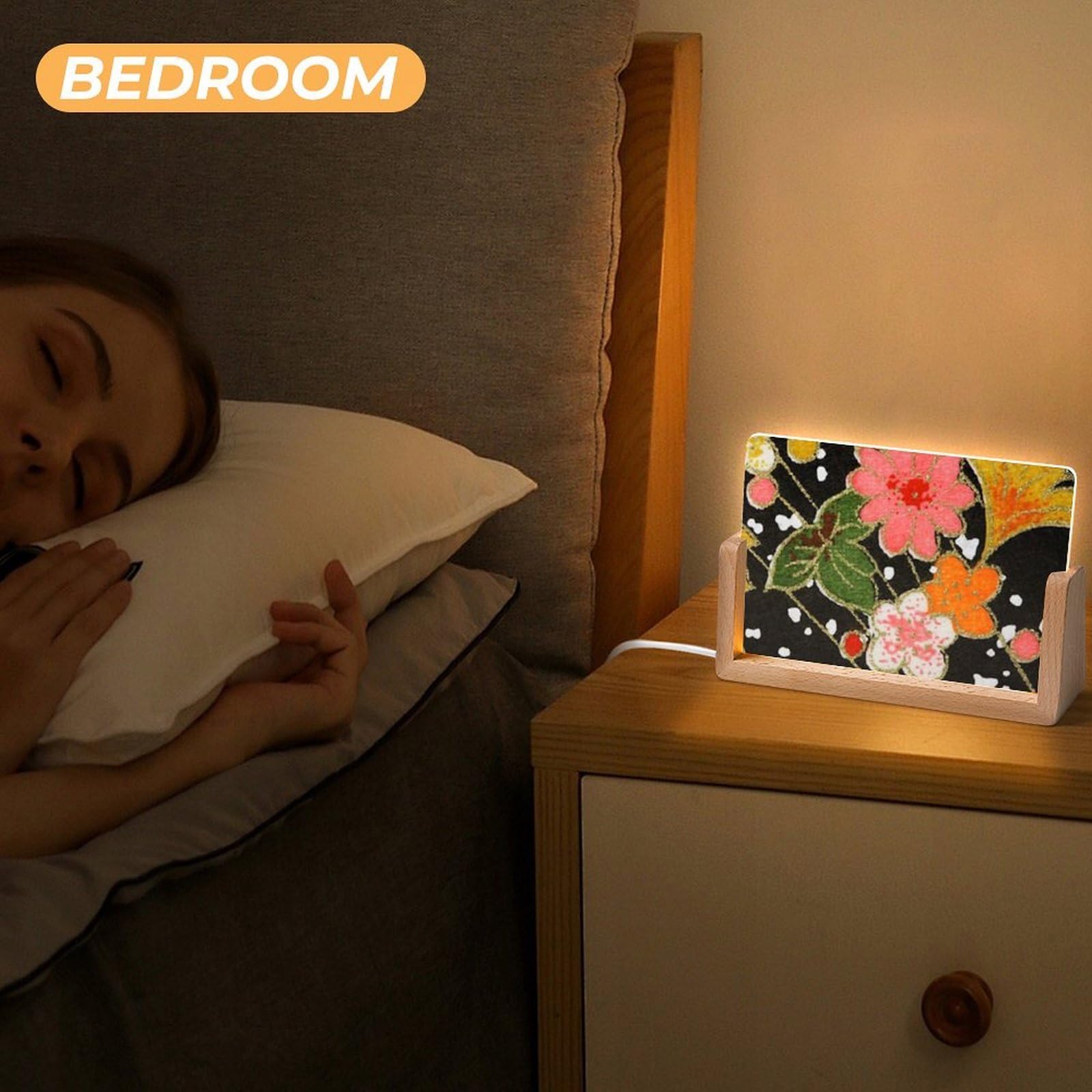 Drukowanie Akrylowa lampka nocna LED z drewnianą podstawą, łatwy montaż, przezroczysta świecąca lampa biurkowa, trwała, bez zapachu, dekoracyjna lampa stołowa, idealny prezent urodzinowy dla