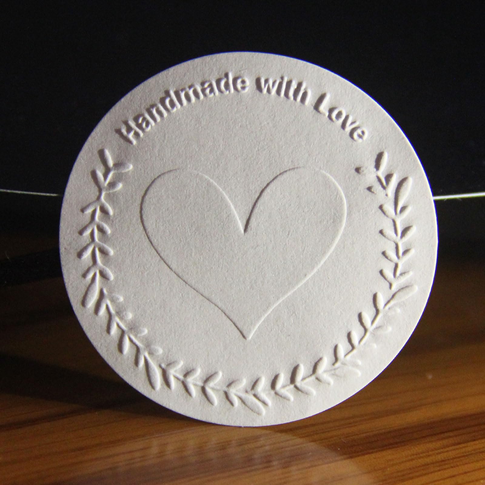 100x Embossed Made with Love Sticker Handmade Sticker Made with Love Label Handmade Label Shop Stickers Homemade Gifts Happy Mail Package Stickers Small Business Labels