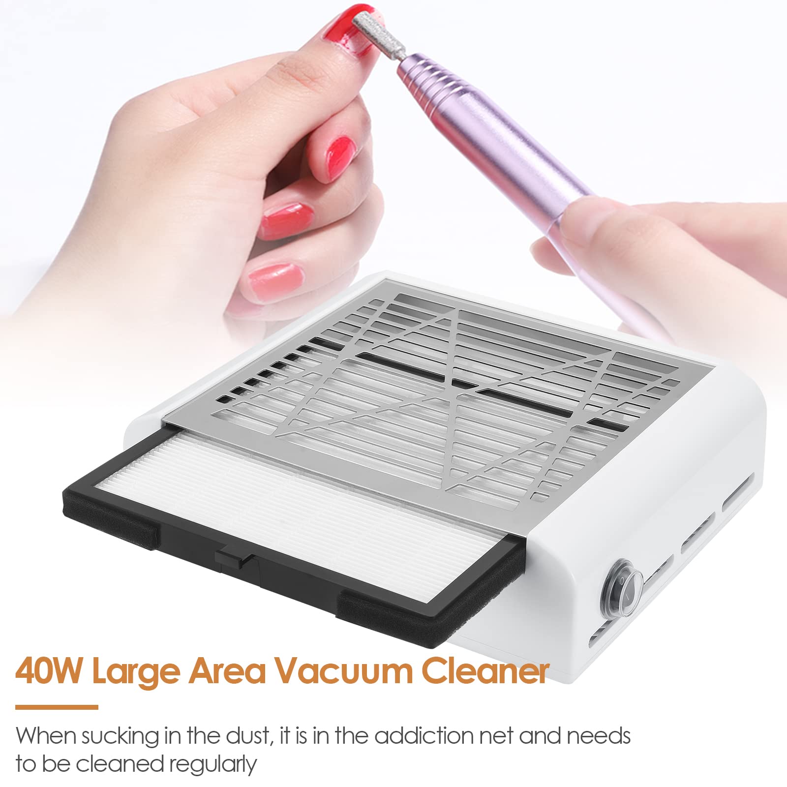 MusyVocay Collettore di polveri per unghie, Aspirapolvere professionale Macchina per il collettore di polveri Strumento per manicure per unghie con filtro senza fuoriuscite Aspirazione effetto salone