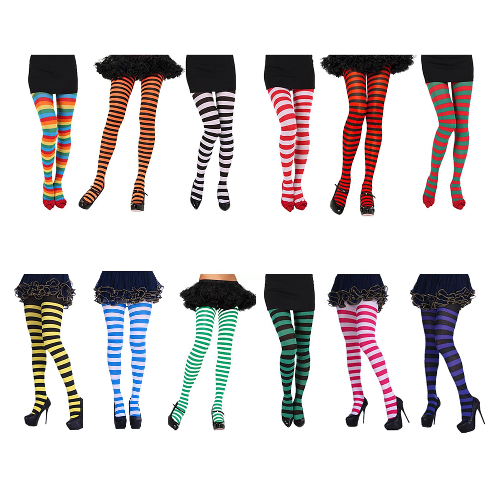 Maxtonser Womens Rainbow Mulitcolor Tights Opaque Microfiber Stockings Footed Pantyhose Christmas Costume Accessories