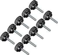 Vista 11 de Perillas de sujeción moleteadas, rosca macho M4 x 0.394 in, cabeza de 0.630 in, pomos de plástico termoestable para tornillo de pulgar negro