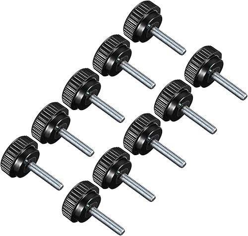 Perillas de sujeción moleteadas, rosca macho M8 x 1.378 in cabeza de 0.984 in, perno de agarre de tornillo de pulgar de plástico termoestable negro