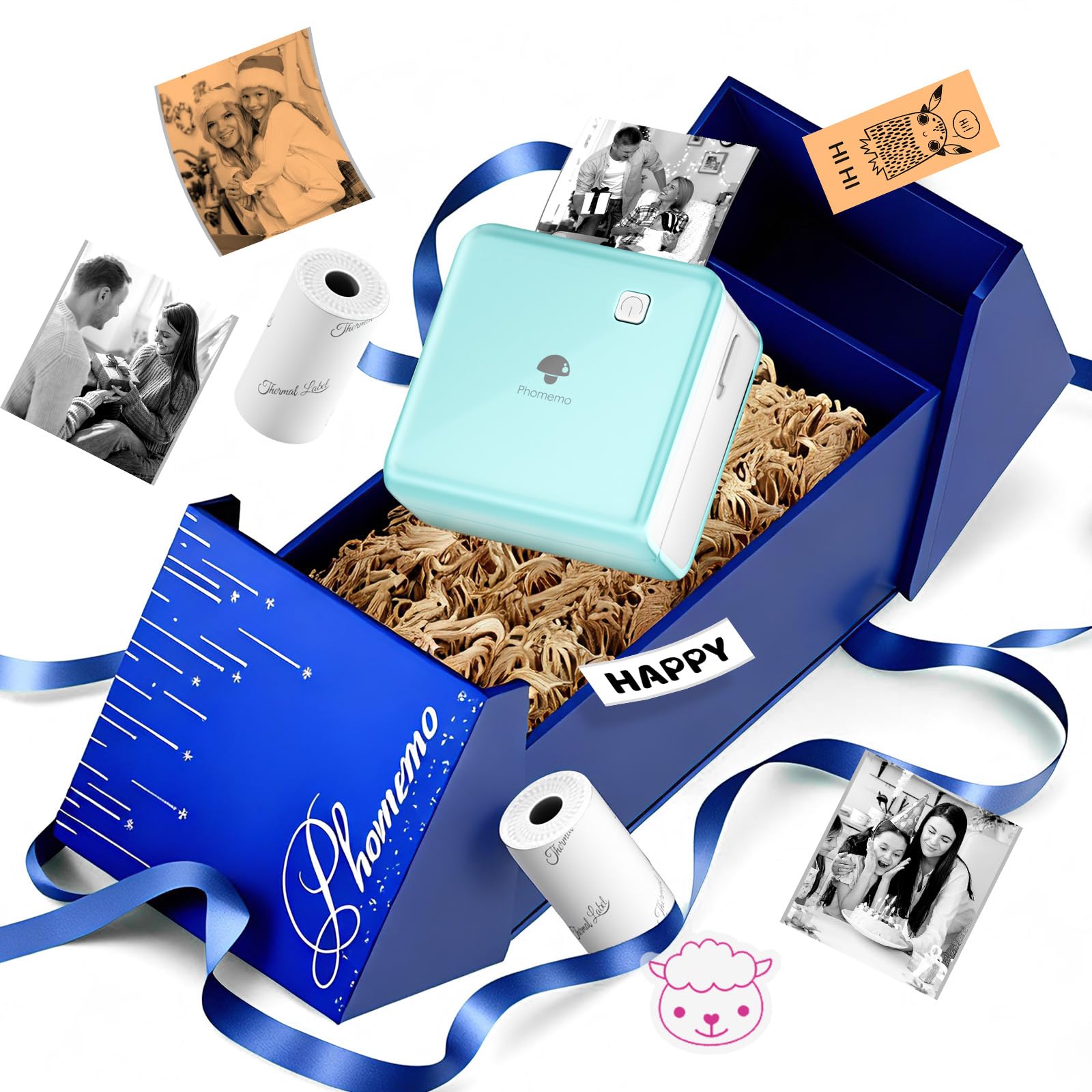 Phomemo Mini Impresora para Smartphone, Impresora P2S Bluetooth Pegatina Impresora para Aprendizaje, Mini Impresora Fotográfica Portátil para Viajes, Impresora Térmica de Bolsillo para Regalar