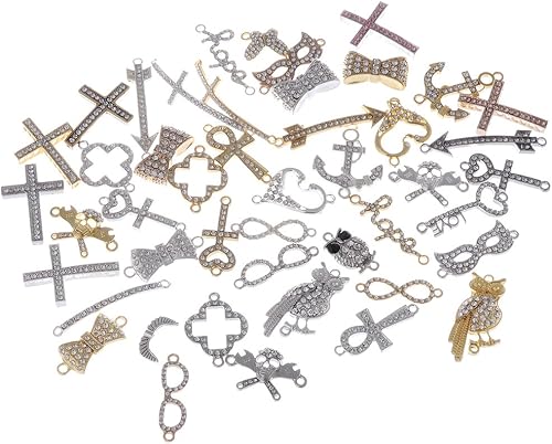 RUBYCA Mezcla Surtido 50pcs Lote Metal Lateral Pulsera de Cristal Conector de Cuentas DIY Joyería Shamballa disponible en Yaxa El Salvador