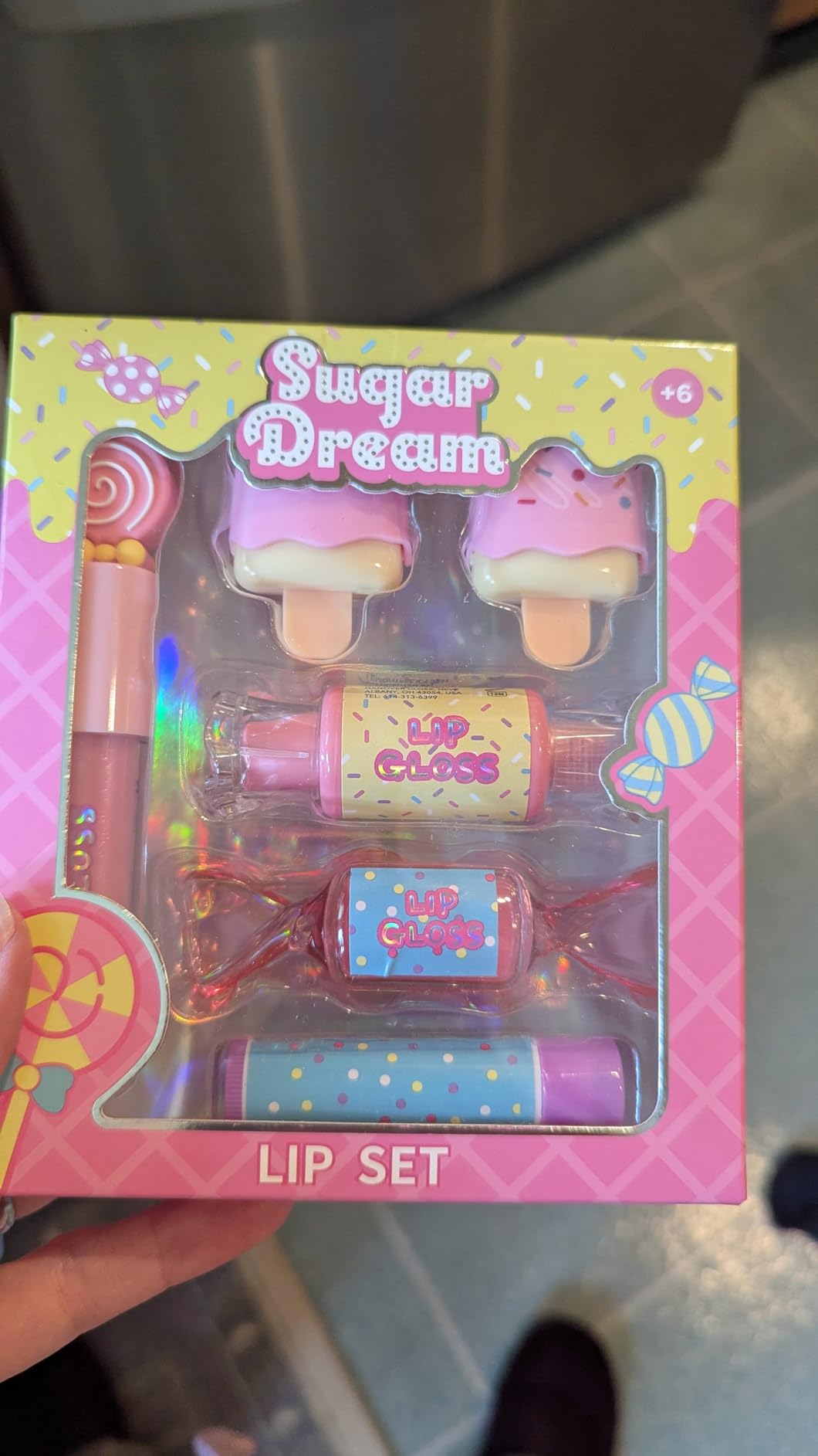 M&U MAKE YOU UP MU 6pc Candy Sweet Lip Gloss Set for Kids - 1 Straight Stick, 2 Ice Cream and 2 Candy Balms, Non-Toxic Girls Birthday Gift, Fun Theme Party Favors 5-PIECE