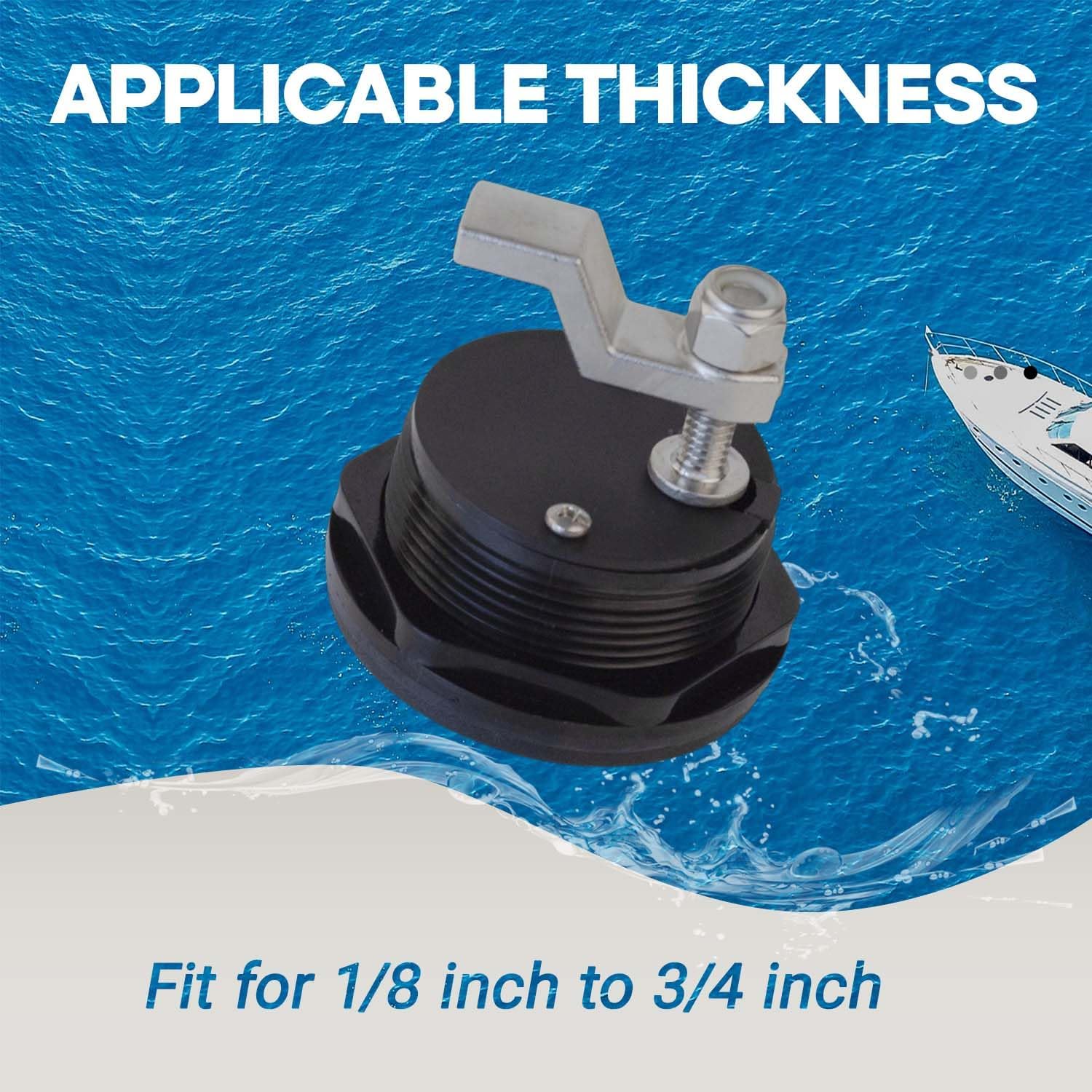 Upgrade Version 2-1/2 Inch T Handle Boat Latch Nylon Boat Hatch Latches with Stainless Steels Offset Cam Bar and Handle,Black Cam Latch for Boat Deck Hardware (Non Locking)