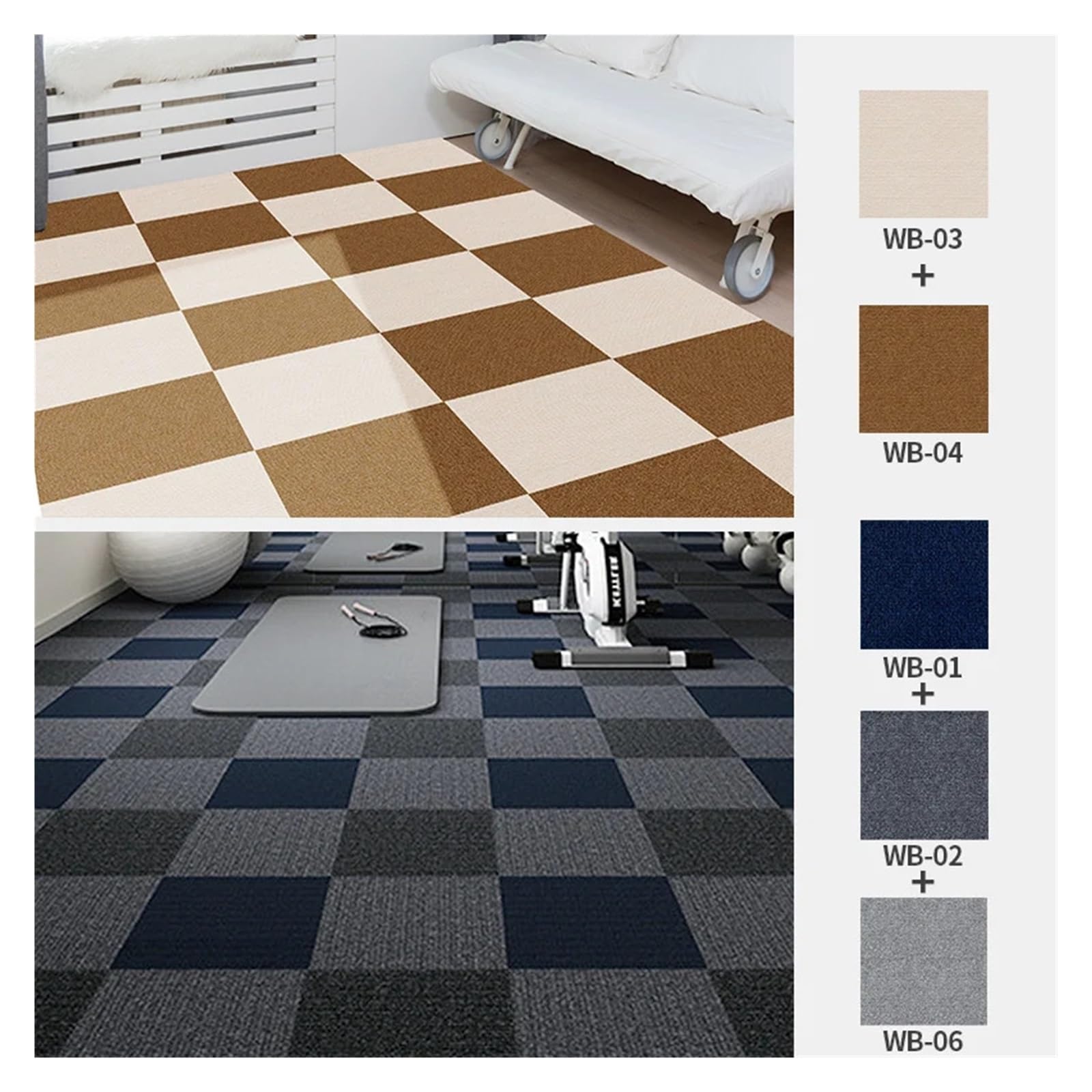 teppichfliesen selbstklebend 20 stücke Teppiche Fußmatten Fliesen Aufkleber Adhesive Teppich Peel Und Stick Abnehmbare for DIY Home Einrichtungsgegenstände(Khaki)