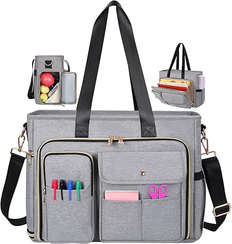 Miniatura 11 de ESTARER Bolsa tote para profesores para mujer, 2 piezas, bolsa de trabajo para computadora portátil de 15.6 pulgadas, bolsa de computadora con