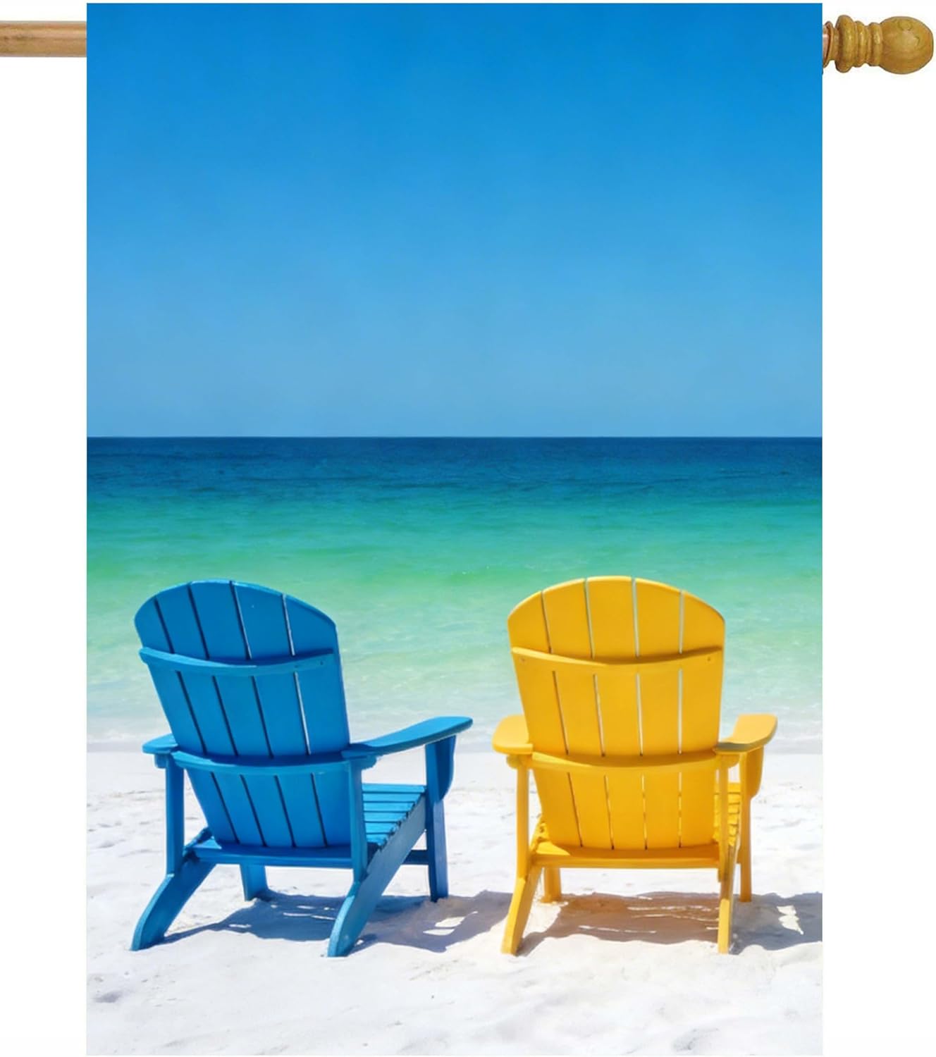 Summer Exotic Tropical Colorful Chairs On Beach Sea Ocean Nature House Flag 28" x 40" Double Sided Polyester Welcome Large Yard Garden Flag Banners for Patio Lawn Home Outdoor Decor