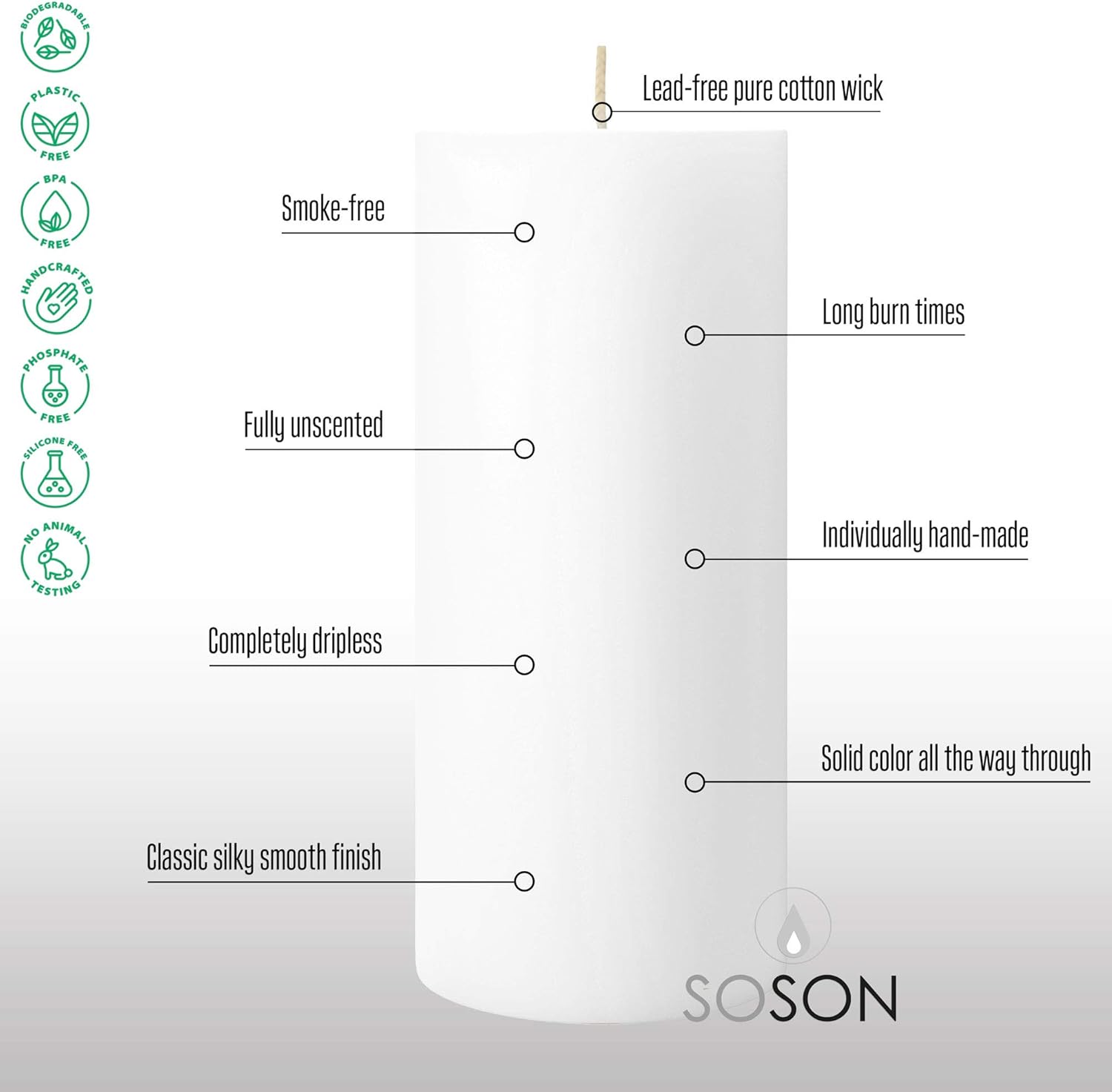Simply Soson Smooth 3x6 Ivory Candles | Pillar Candles for Home | Unscented Candles & Dripless Pillar Candles | Long Lasting Candles | Large Candle for Home | 6 Pack of Candles: Home Improvement