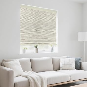 34" W x 72" H Cordless Light Filtering Roller Shade for Windows, Free Stop Windows Shades, Thermal Insulated Linen-Style Blinds for Home and Office, Modern Window Blind Color-Matched Cream