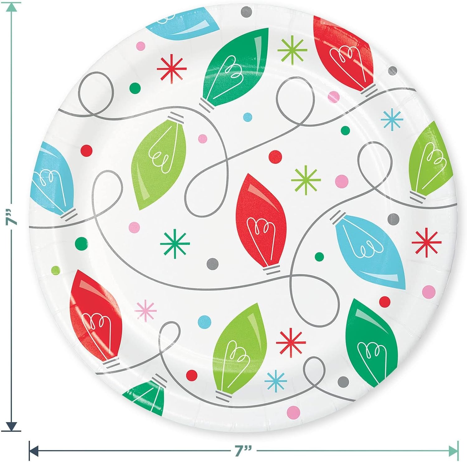 Christmas Party Holiday String Lights Paper Dessert Plates and Lunch Napkins (Serves16)