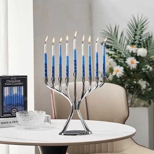 Miniatura 3 de Velas para Jánuca de Rite-Lite Judaica Hechas a mano de color azul y blanco Caja de 45 unidades