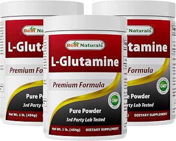 Best Naturals L-Glutamine Pure Powder 1 LB 1 LB Pack of 3