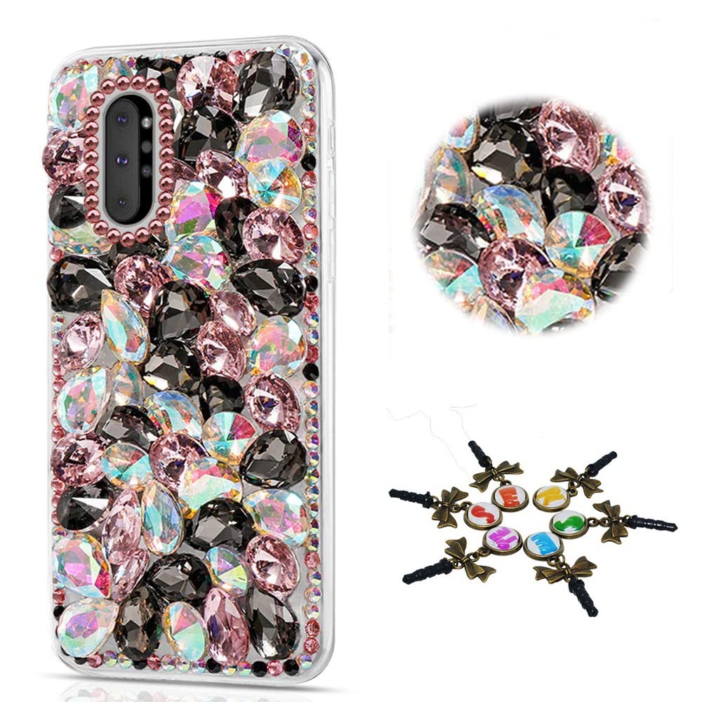 STENES Sparkle Glitter Case Compatible with Samsung Galaxy S24 Ultra 5G Case - Stylish - 3D Handmade Bling Crystal Stone Rhinestone Crystal Diamond Design Girls Women Cover - Black