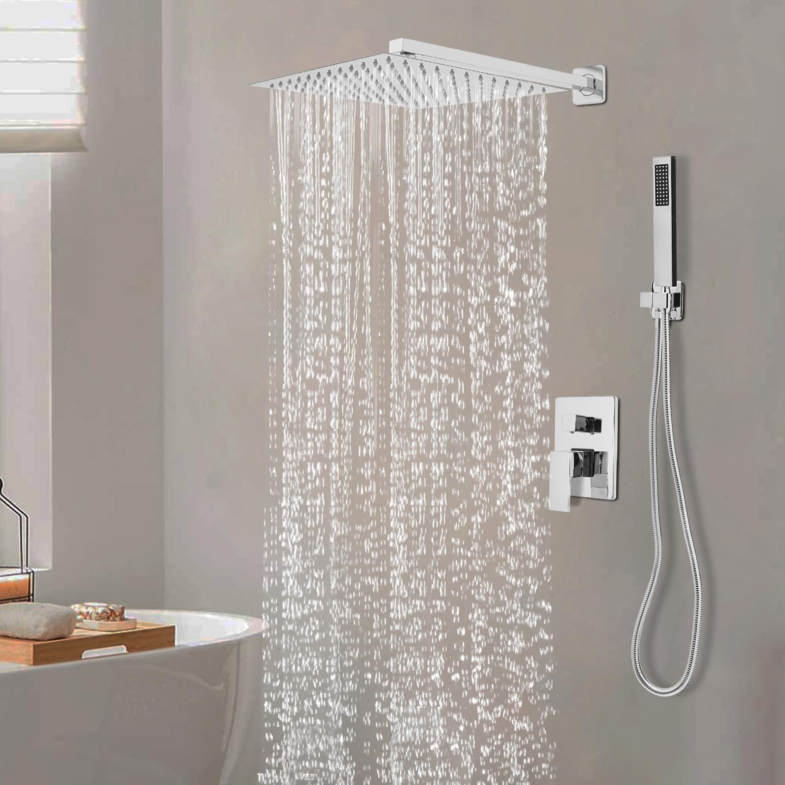 Set doccia a incasso, per case, hotel, scuole, palestre, argento