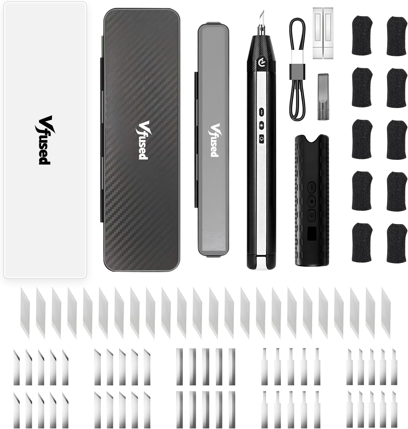 Cordless Ultrasonic Cutter Knife 74Pcs Neoblade Replacement Cut Resistant Finger Gloves 40KHz Ultrasonic Knife with Led Light Cutting Polishing Grinding for 3D Printing Prototyping DIY Projects