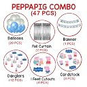 WoW Party Studio Pig Cartoon Theme Birthday Decoration Kit - 47 Piece Set with 300GSM Banner, Foil Curtains, Cutouts & Balloons - Complete Party Supplies Combo for Girls & Boys Bday Bash gallery image