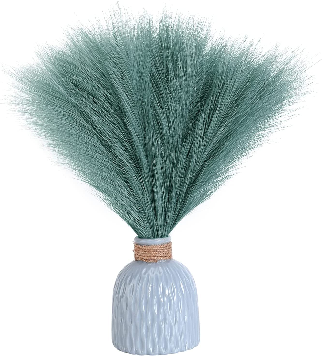 ROYAL SAPPHIRE 3 Pcs Faux Pampas Grass Small Fluffyrtificial Short Pompas Fake Dried Reed Branches (Green)-image-13