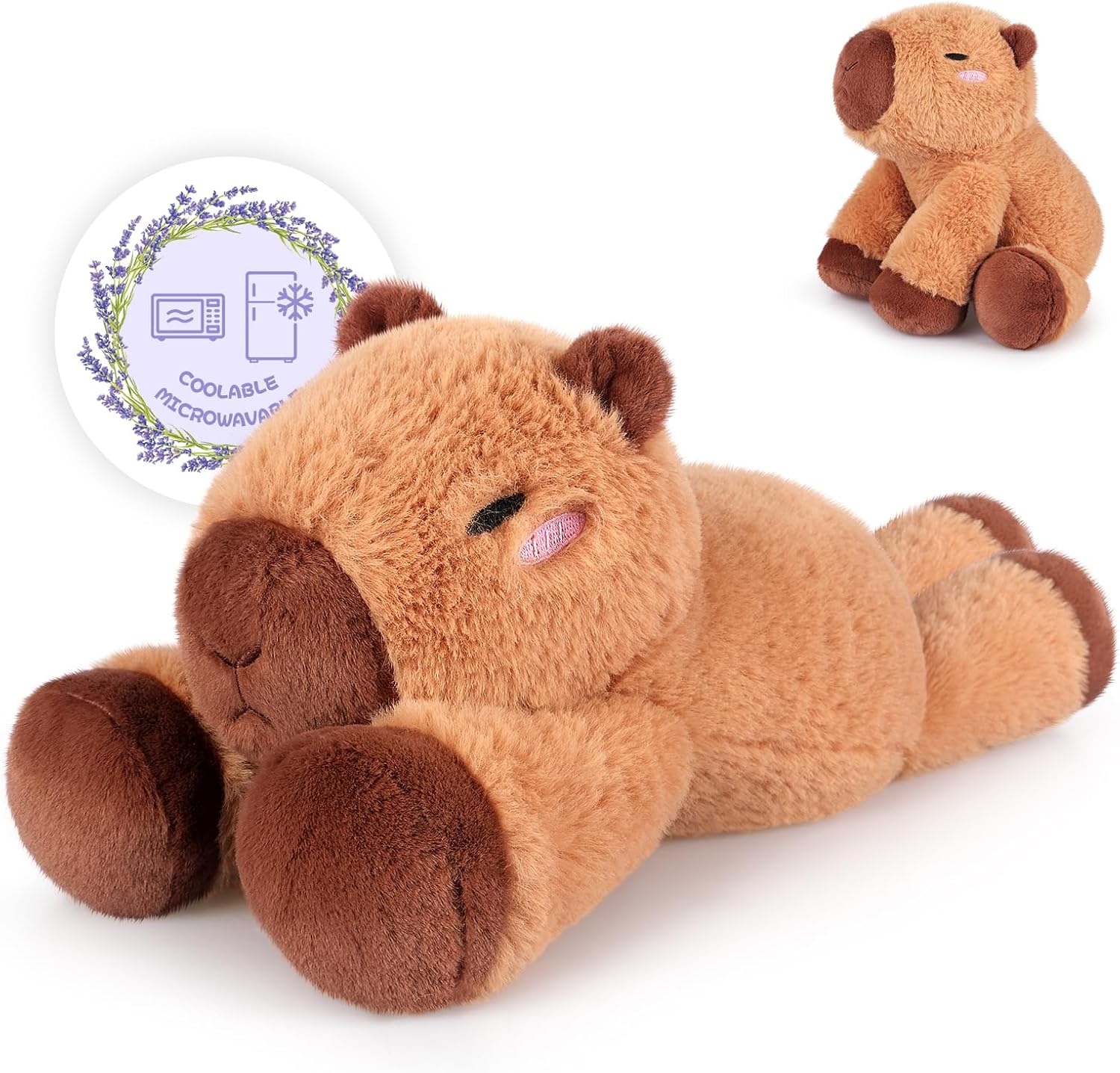 Heatable & Coolable Capybara Stuffed Animal, Microwave Heating Pad Plushies for Soothing & Relaxation, Stuffed Capibara Plush Toys for Stress Relief, Capybara Gifts for Girls & Boy