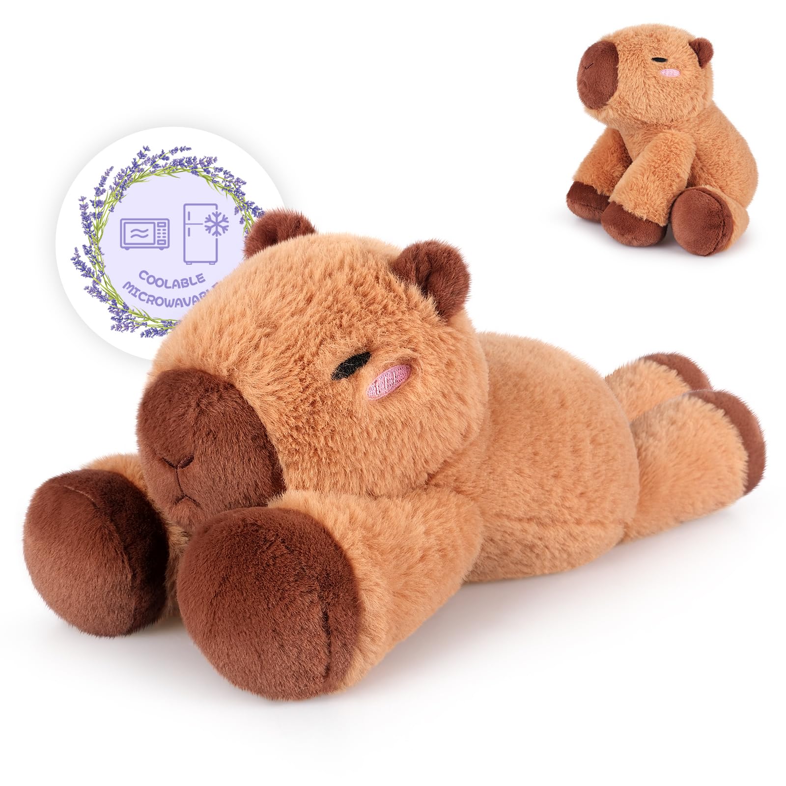 SuzziPals Heatable & Coolable Capybara Stuffed Animal, Microwave Heating Pad Plushies for Soothing & Relaxation, Stuffed Capibara Plush Toys for Stress Relief, Capybara Gifts for Girls & Boy ClimatePartner Verified