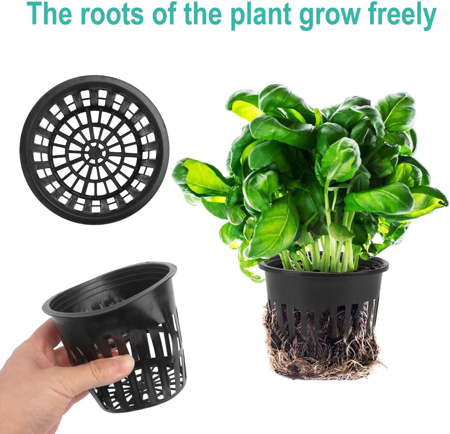 80 Pack 4 Inch Net Pots, Slotted Mesh Net Cups, Round Wide Lip Design Hydroponics Supplies Cups for Indoor or Outdoor Growing
